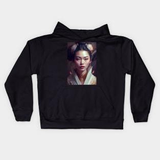 Japanese Geisha In Digital Art. Gift Idea For Japan Fans 4 Kids Hoodie